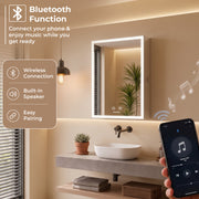 Plantex 304 Stainless Steel Bathroom Mirror Cabinet/Mirror Cabinet for Wash Basin/Bathroom Organiser with Mirror -Chrome (16x24 Inch/LED, Defogger & Bluetooth)