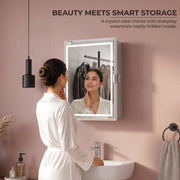 Plantex LED Mirror Cabinet for Bathroom/ABS Storage Cabinet/Mirror Cabinet for Wall/Mirror with Storage for Bathroom - 18x14 Inch (CAB-118, White)