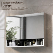 Plantex Bathroom Mirror Cabinet/304 Stainless Steel Bathroom Cabinet with Mirror/Bathroom Storage Cabinet/Wall Mounted Mirror Bathroom Cabinet (24x32 Inch-Chrome/Double Door)