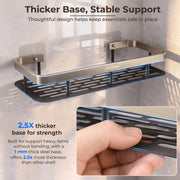 Plantex Bathroom Organizer Without Drill/Stainless Steel & Aluminium Shelf for Wall with Adhesive Stickers - Pack of 2 (12x5 inches, Satin & Black)