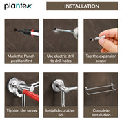 Plantex Stainless Steel Dual Towel Rod/Towel Bar for Bathroom/Towel Hanger/Stand/Bathroom Accessories (24 Inch - Chrome Finish) - Pack of 1