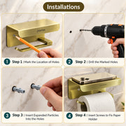 Plantex Toilet Paper Holder for Bathroom/304 Grade Stainless Steel Tissue Paper Roll Holder with Mobile Stand/Bathroom Accessories - Pack of 1 (Brass Antique)