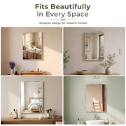 Plantex Frameless Rectangle Mirror for Wall/Mirror with Beveled Smooth Edges for Bathroom/Dressing Room/Living Room/Bedroom/Entryway - (18x12 Inch)