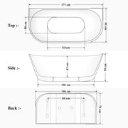 Plantex Bathtub for Bathroom/Freestanding Bath tub for Adults/Deep Soaker Bathtub with Overflow, Popup and Drain Pipe (BSM-207A-White-1700mm)