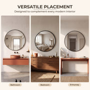 Plantex Aluminium Frame Mirror for Wall/Round Wall Mount Mirror for Bedroom/Dressing Room/Living Room/Entryway - (24 Inch-Black)