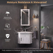 Plantex Glass, Ceramic, HPP Unbrekable Wall Mount Vanity Cabinet with Washbasin and Mirror/Corner Basin with Cabinet for Bathroom - (484, White)
