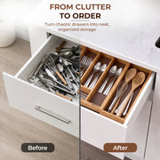 Plantex Cutlery Tray for Kitchen/Adjustable Cutlery Tray with Choping Board