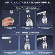 Plantex Tap Water Filter for Kitchen & Bathroom Faucet/Faucet Mounted Water Filter with Replaceable Cartridge/ABS Plastic Compact Tap Filter for Home - Chrome & White