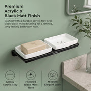 Plantex Stainless Steel with ABS Material Double Soap Dish/Soap Holder/Wall Mounted Soap Holder for Bathroom Accessories - Matt Black
