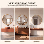 Plantex Mirror for Wall/Aluminium Frame Bathroom Mirror/Round Mirrors for Bathroom/Wall Mount Mirrors for Bedroom/Dressing Room/Living Rooms/Entryway - Shatterproof (24inch-Gold Brushed)