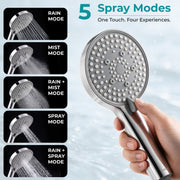 Plantex Hand Shower for Bathroom/5 Mode Multifunctional Shower/5-Inch ABS Plastic Silicone Handheld Shower Head/Easy Mode Switching – (Chrome, APS-8607)