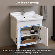 Plantex Wash Basin with Cabinet Full Set/Unbrekable Bathroom Vanity & Washbasin Set/Basin Cabinet for Bathroom with Mirror (White)