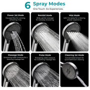 Plantex Hand Shower for Bathroom/6 Mode Multifunctional Shower/5-Inch ABS Plastic Silicone Handheld Shower Head/Easy Mode Switching – (Chrome, H-627)