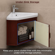 Plantex Vanity Set for Bathroom/Wall Mount Vanity Cabinet with Washbasin and Mirror/Corner Washbasin with Unbrackable Cabinet Full Set/Bathroom Accessories - (461, Brown)