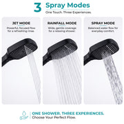 Plantex Hand Shower for Bath/3 Mode Multifunctional Shower/5-Inch ABS Plastic Silicone Handheld Shower/Easy Mode Switching – (Black, APS-609)
