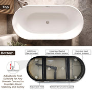 Plantex Bathtub For Bathroom/Freestanding Bath tub for Adults/Deep Soaker Bathtub with Overflow, Popup and Drain Pipe (BSM-203-Black & White-1700mm)