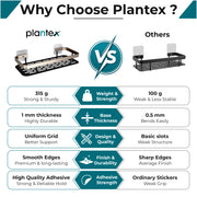 Plantex Bathroom Organizer Without Drill/Stainless Steel & Aluminium Shelf for Wall with Adhesive Stickers - Pack of 2 (12x5 inches, Satin & Black)