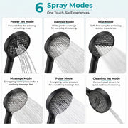Plantex Hand Shower for Bathroom/6 Mode Multifunctional Shower/5-Inch ABS Plastic Silicone Handheld Shower Head/Easy Mode Switching – (Black, H-627)
