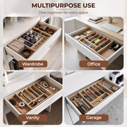 Plantex Cutlery Tray for Kitchen/Adjustable Cutlery Tray with Choping Board | Wooden Storage Box for Kitchen Drawer - Pack of 1 (21 X 19 Inch)