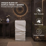 Plantex Pedestal Matt Wash Basin/Acrylic Resin & Quartz Free Standing Wash Basin/Square Basin for Bathroom/Home/Office - (10040, Beige)