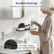 Plantex 304 Grade Stainless Steel Squaro 2 in 1 Soap Dish with Tumbler Holder/Soap Stand/ABS Material Tooth Brush Holder/Bathroom Accessories (Black)