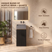 Plantex Acrylic Resin & Quartz Matt Pedestal Basin For Bathroom/One Piece Pedestal Free Standing Square Wash Basin For Living Room/Hotel (Grey & Black)