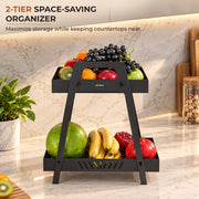 Plantex Metal Vegetable Basket Stand/2-Tier Fruit Basket for Dining Table/Multipurpose Storage Rack for Kitchen Countertop  Pack of 1, Black (30 x 17.5 x 35 cm)