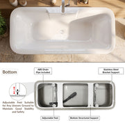 Plantex Freestanding Bathtub for Bathroom/Acrylic Bath tub for Adults/Deep Soaker Bathtub with Overflow, Popup and Drain Pipe (BSM-219-White-1700mm)