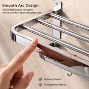 Plantex 304 Grade Stainless Steel Towel Hanger for Bathroom/Dual Folding Towel Rack/Towel Holder/Bathroom Accessories (24-Inch) Chrome