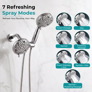 Plantex ABS 8 mode Bathroom Shower Set with 304 Stainless Steel 1.5 meter Flexible Hose Pipe/Handheld Shower Head with 10-inch Round Shower Head-Chrome