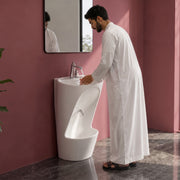 Plantex Ceramic Wudu Basin for Bathroom/Premium One Piece Basin/Ablution with Leg Wash/Free Standing Pedestal Wash Basin (White)