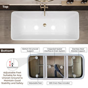 Plantex Freestanding Bathtub for Bathroom/Acrylic Bath tub for Adults/Deep Soaker Bathtub with Overflow, Popup and Drain Pipe (BSM-209-White-1700mm)