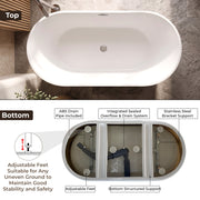 Plantex Freestanding Bathtub for Bathroom/Bath tub for Adults/Deep Soaker Bathtub with Overflow, Popup and Drain Pipe (BSM-203-White-1500mm)