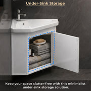 Plantex Unbreakable Wall Mount Vanity Cabinet with Washbasin and Mirror/Corner Basin with Cabinet for Bathroom - (406, White)