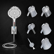 Plantex Abs Hand Shower For Bath/6 Mode Shower Hand With1.5 Meter Flexible Hose Pipe With Wall Hook-(Chrome)