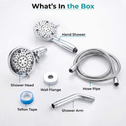 Plantex ABS 8 mode Bathroom Shower Set with 304 Stainless Steel 1.5 meter Flexible Hose Pipe/Handheld Shower Head with 10-inch Round Shower Head-Chrome