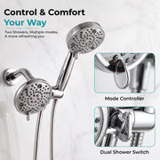 Plantex ABS 8 mode Bathroom Shower Set with 304 Stainless Steel 1.5 meter Flexible Hose Pipe/Handheld Shower Head with 10-inch Round Shower Head-Chrome
