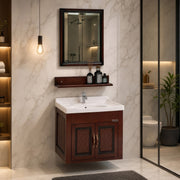 Plantex Unbrekable Bathroom Vanity Cabinet & Washbasin Set/Washbasin with Cabinet/Vanity Basin for Bathroom with Mirror (Brown)