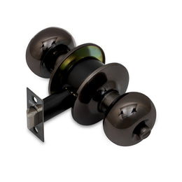 Plantex Stainless Steel Bathroom Door Lock/Keyless Cylindrical Lock for Bathroom/Balcony/Tubular Door Knob/Handle - Pack of 1 (Without Key-Glossy Black)