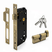 Plantex Mortise Door Lock Set with Brass Cylinder & Keys/Heavy-Duty Main Door Lock Body - Pack of 1 (Brass Antique)