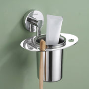 Plantex Tumbler Holder for Bathroom/Stainless Steel Tooth Brush Holder/Toothpaste Holder - Pack of 1 (Chrome)
