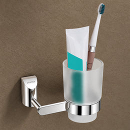 Plantex Smero Pure Brass Tooth Brush Holder/Tumbler Holder/Toothpaste Holder/Bathroom Accessories - Superb (Chrome)