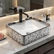 Plantex Table Top Wash Basin For Bathroom/Designer Ceramic Basin/Countertop Vessel Sink Basin - Indo-European Collection (EQTT-222, 19 x 15 x 5.5 Inch)