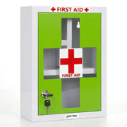 Plantex Metal Emergency First Aid Box for Home/Medical Kit Box for Medicine Storage with Multi Compartments for School, Office - Lockable (Green & White) Big Size, Wall Mount