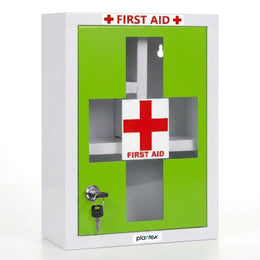 Plantex Metal Emergency First Aid Box for Home/Medical Kit Box for Medicine Storage with Multi Compartments for School, Office - Lockable (Green & White) Big Size, Wall Mount