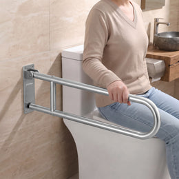 Plantex Stainless Steel 24 Inch U-Shape Handle for Bathroom Support/Bedside Anti-Slip Shower Grab Bar for Bathroom/Space-Saving Safety Bar for Shower/Toilet- (2046, Chrome)