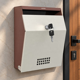 Plantex Letter Box/GI Steel Suggestion Box for Office with Key Lock/Post Box for Gate Home/Complaint Box/Wall Mounted Mail Box - (Orchid & Ivory)