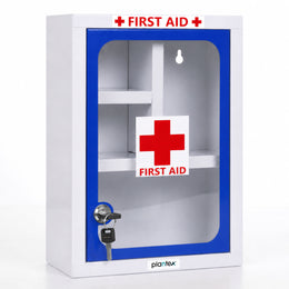 Plantex First Aid Box/Emergency Medicine Storage Box/First Aid Kit Box/Medical Box for Home, School & Office/Lockable with Multi Compartment - (Blue & White) â€“ Big Size Wall Mount â€“ Metal