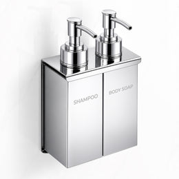 Plantex Double Liquid Soap Dispenser for Bathroom/304 Grade Stainless Steel Shampoo Dispenser/Body Soap Dispense/Bathroom Accessories - Pack of 1 (Regent, Chrome)