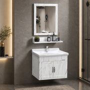 Plantex Glass, Ceramic, HPP Unbrekable Bathroom Vanity Cabinet & Washbasin Set/Basin Cabinet for Bathroom with Mirror (White)